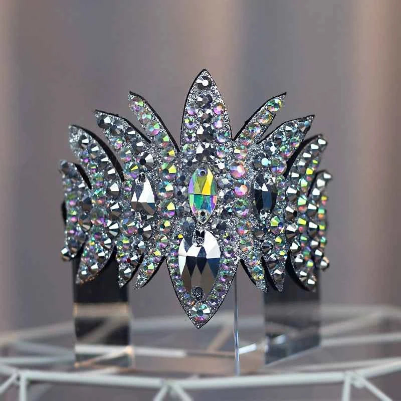 Rhinestone Artistic Gymnastics Diamond Head Piece for Kids Latin Ballroom Figure Skating Competition Ball Head Crown Hair Accessories