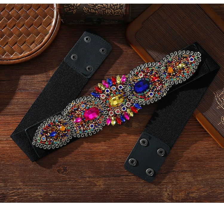 Xinjiang Latin ballroom dance sasehs waistband  diamond elastic waist belt for women girls Uygur dance accessories dancing waist chain - Moderndancedress.com