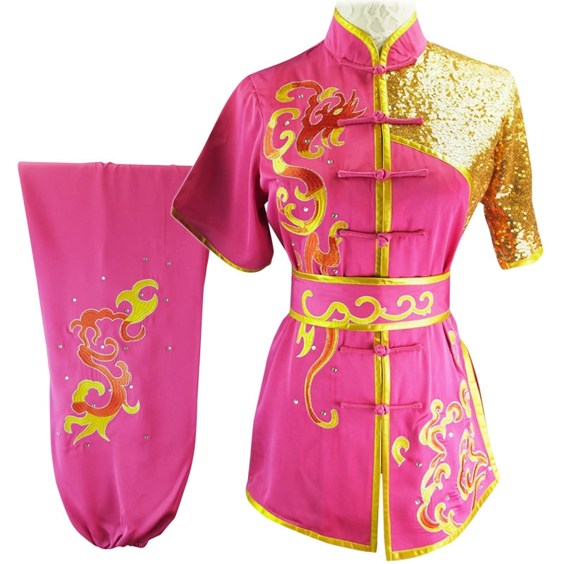 Chinese Martial Arts Clothes Kungfu Clothe Wushu Competition of Hanzi Nanquan Changquan Performing Colorful Clothes, Embroidery Cloud,