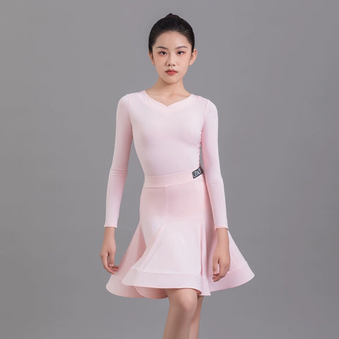 Girls kids puple blue competition Latin dance dresses pink standard modern ballroom dance costumes for children contest Performance skirts - Moderndancedress.com