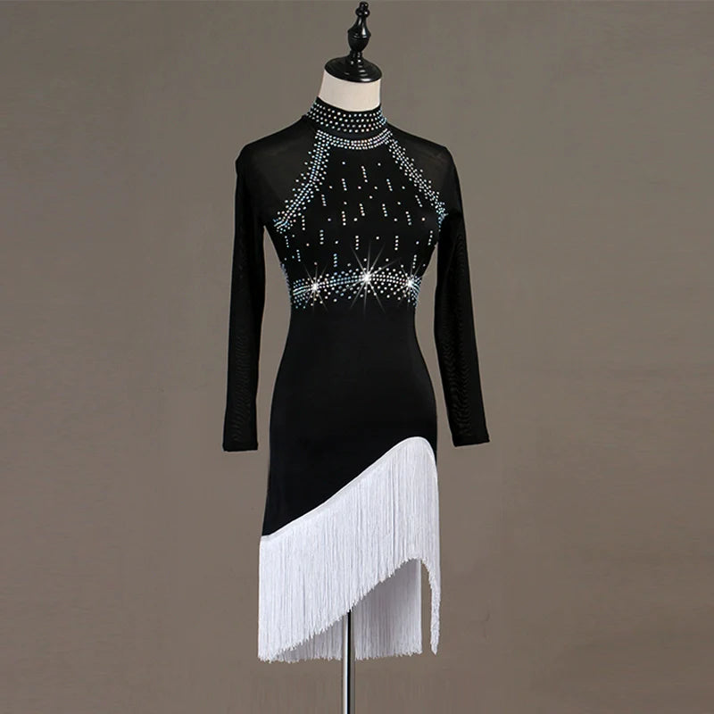 Latin Dance Dresses Women's Performance Spandex / Organza Ruching / Crystals / Rhinestones Sleeveless Dress - Moderndancedress.com