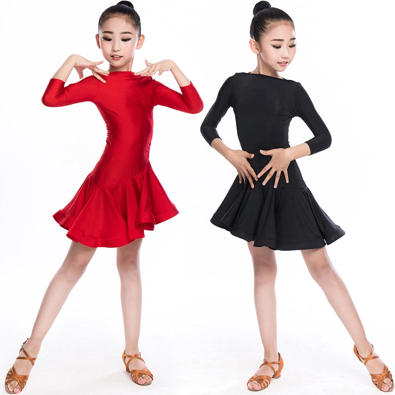 Girls Latin Dance Dresses Children's Latin dance skirt girl's Latin dance practice dress girl's dancing skirt test competition clothing