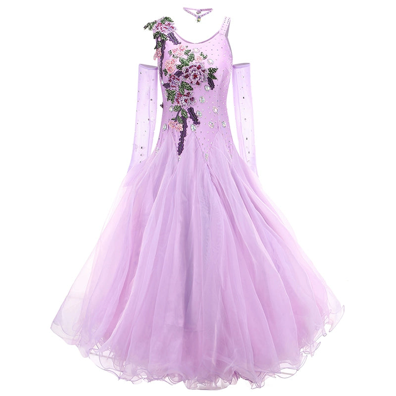 Women ballroom dance competition dresses national red blue purple tango foxtrot smooth waltz dance skirts stage performance gown - Moderndancedress.com