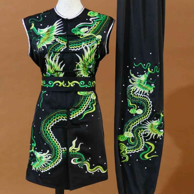 Customized size dragon Wushu martial art competition uniforms tai chi kungfu clothing for adult Children Changquan Nanquan Group Performance Suit - Moderndancedress.com