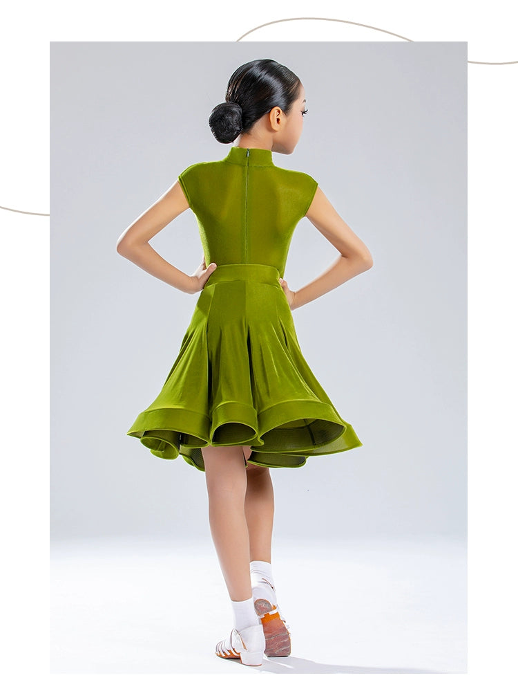 Girls Latin Dance Dresses Army Green Ballroom Latin Performance Compet Moderndancedress.com Girls Latin Dance Dresses Army Green Ballroom Latin Performance Compet Moderndancedress.com