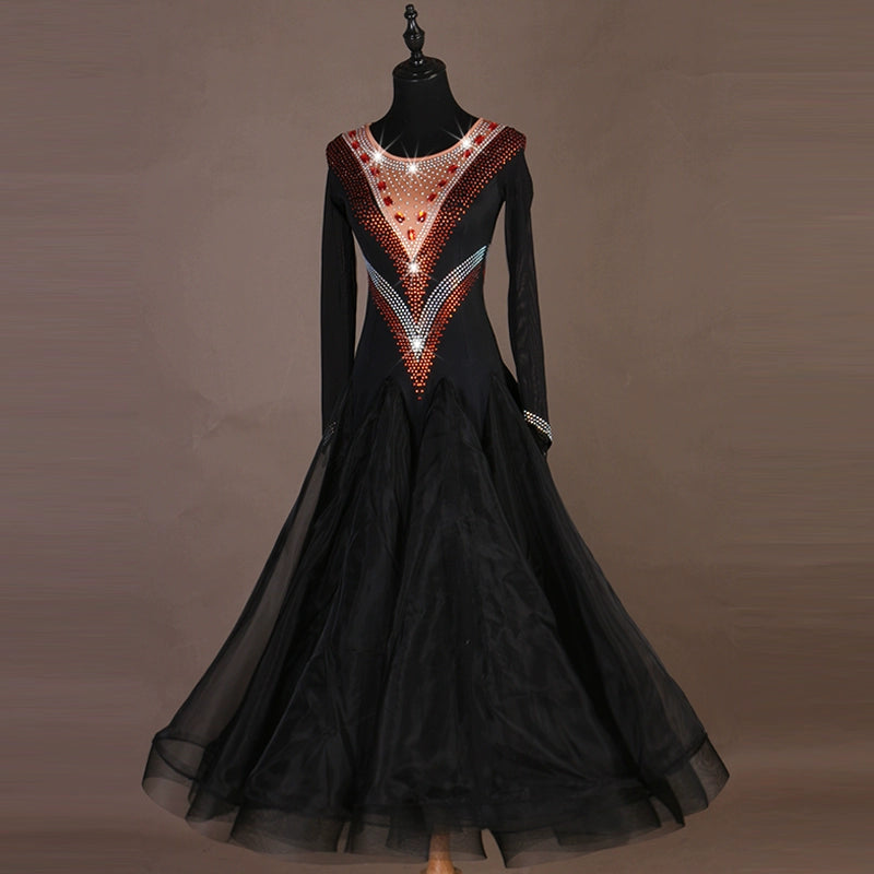 Ballroom Dance Dresses Modern Skirt, National Standard Dance Dress, Waltz Group Performance Costume - 