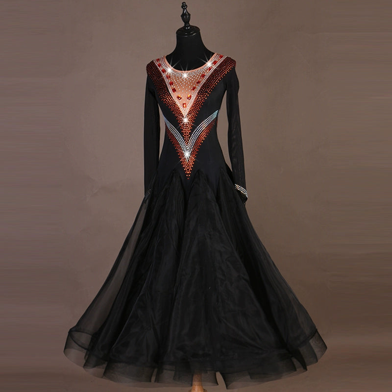 Ballroom Dance Dresses Modern Skirt, National Standard Dance Dress, Waltz Group Performance Costume - Moderndancedress.com