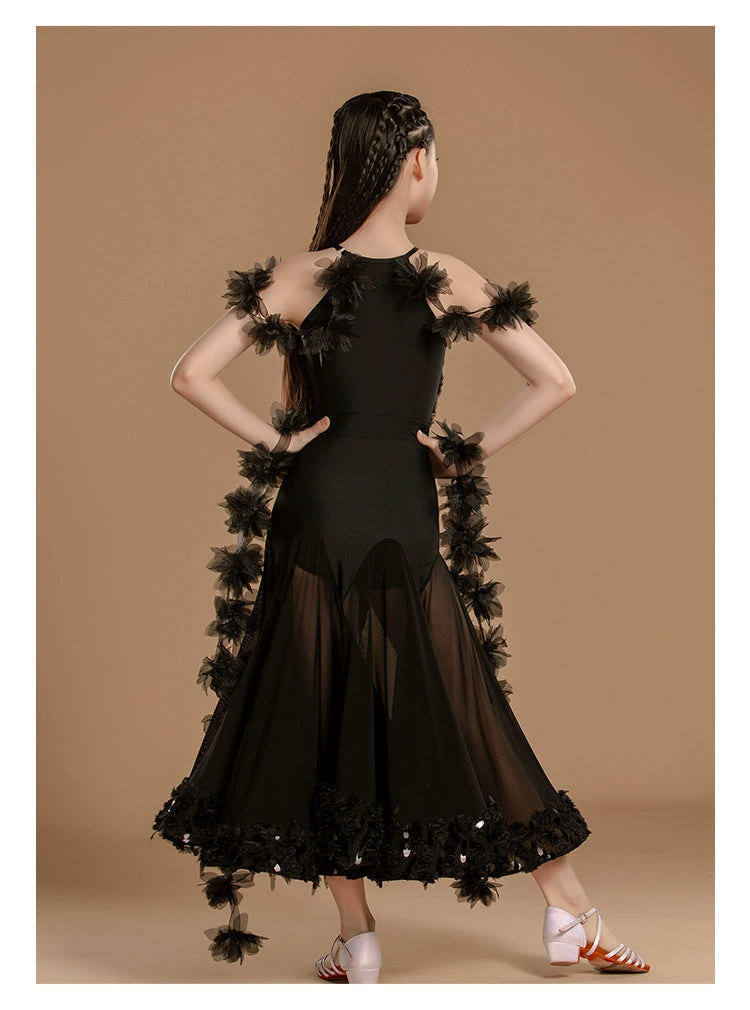 Black Ballroom Dance Dresses for Girls Kids Waltz Tango Professional P Moderndancedress.com Black Ballroom Dance Dresses for Girls Kids Waltz Tango Professional P Moderndancedress.com