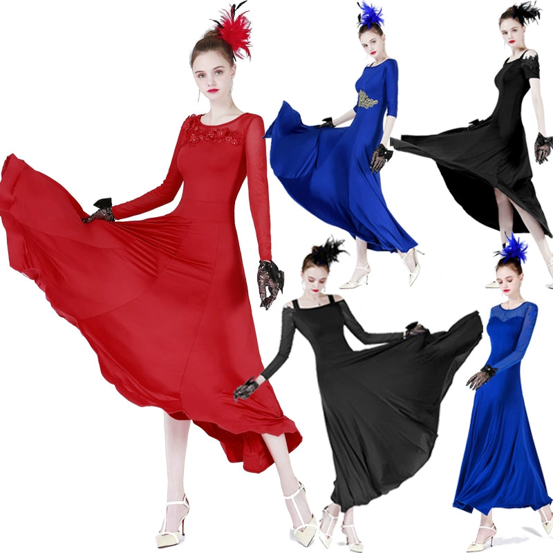 Waltz Long and Short Sleeve Modern Dress, Modern Dress, Big Sleeve National Standard Dress - Moderndancedress.com