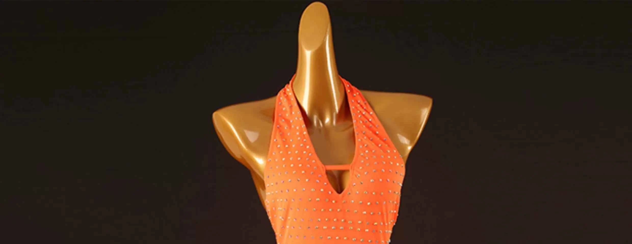 New National Standard Latin Dance Competition Dress Rumba Samba Performance Clothing Orange Lq435 - Moderndancedress.com