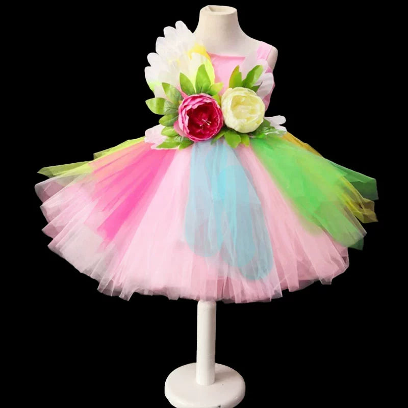 Children's Petal Sequins Jazz Dance Costume Kindergarten Chorus Performance Outfits Princess Tutu Skirt Princess Dresses for Girls - Moderndancedress.com