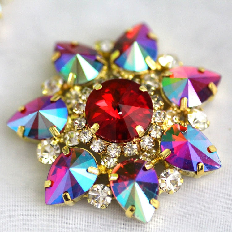 DIY red blue colored rhinestone Dance headdress party clothes shoes bag decorative buckle DIY jewelry headscarf hand sewing 4.3cm - Moderndancedress.com