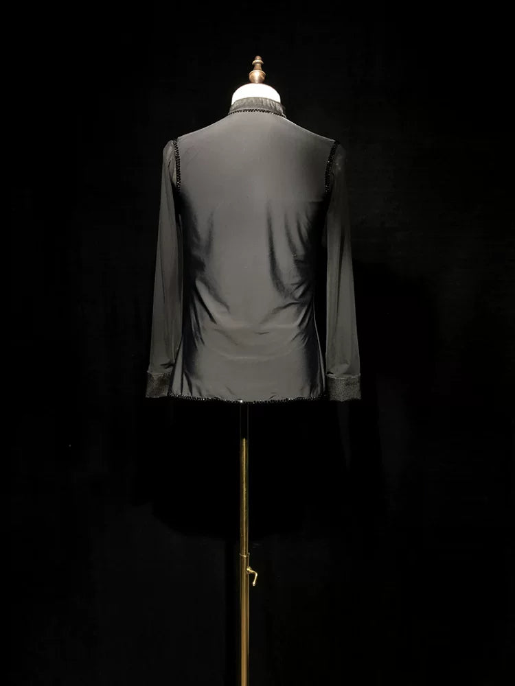 Custom Competition Latin Dance Shirts Boys Standard Competition Chain Tops