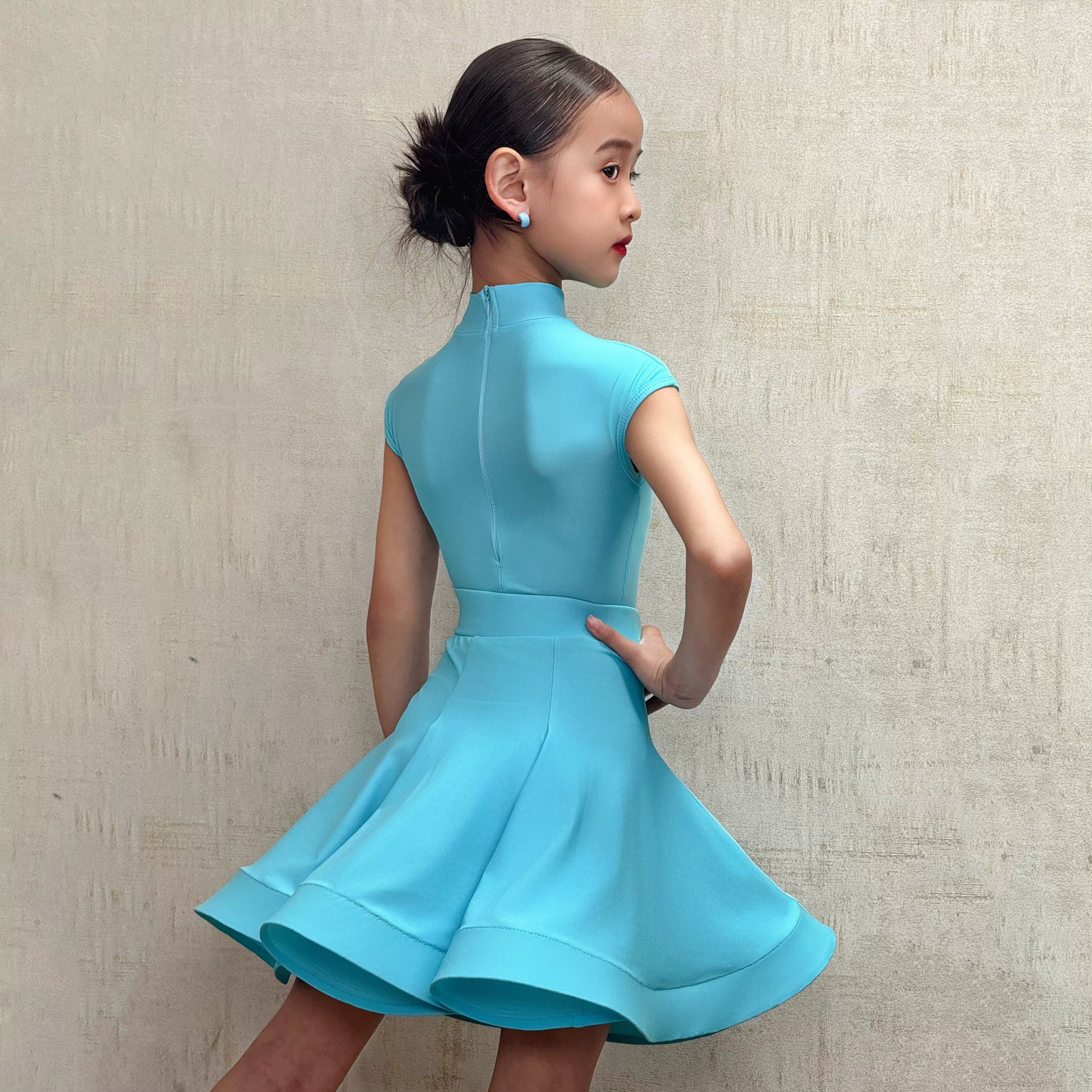 Girls Latin Dance Dresses for Kids Children Ballroom Salsa Rumba Chacha Regulations Performance Costumes - Moderndancedress.com