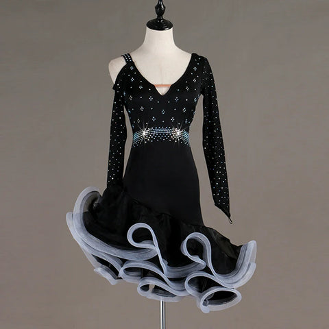 Latin Dance Dresses Women's Training / Performance Spandex / Tulle Tassel / Crystals / Rhinestones Sleeveless High Dress - Moderndancedress.com
