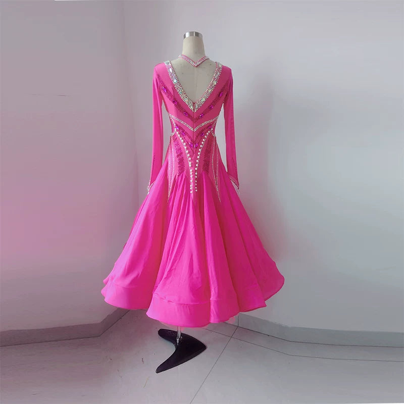 Customized Fuchsia Competition Ballroom Dance Dresses Waltz Ballroom Dance Gown