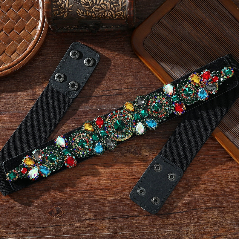 Xinjiang Latin ballroom dance sasehs waistband  diamond elastic waist belt for women girls Uygur dance accessories dancing waist chain - Moderndancedress.com