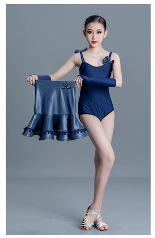 Latin Dance dresses red blue competition Girls brown Professional ballroom salsa latin Performance costumes for children - Moderndancedress.com