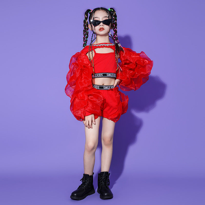 Children's street Hiphop dance jazz costumes for girls gogo dancers model carnival rehearsal performance outfits for kids - Moderndancedress.com