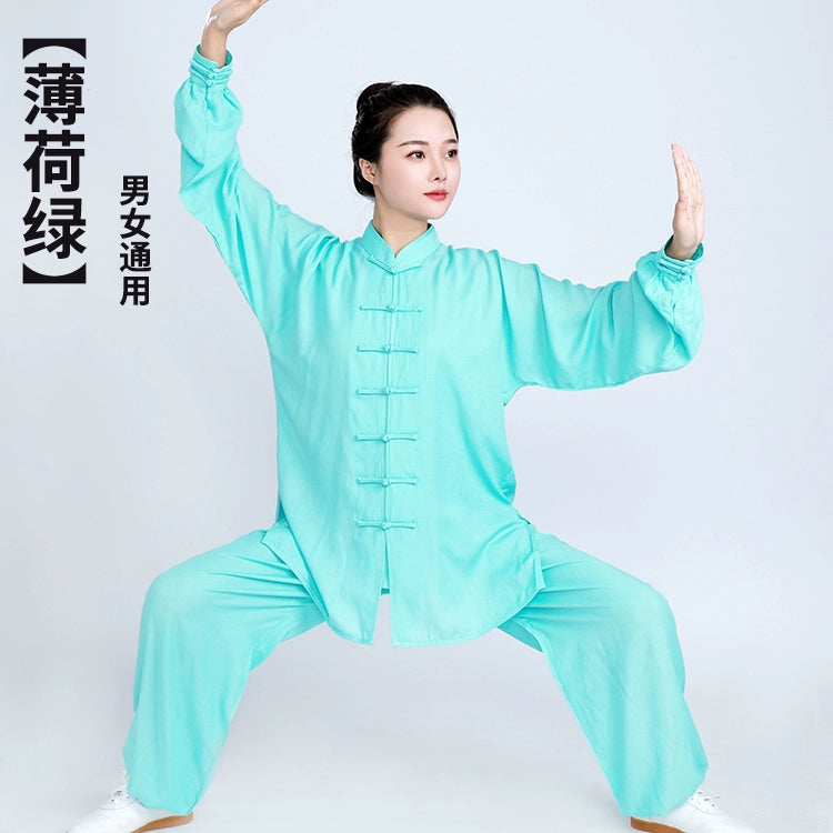 Cotton Linen Tai Chi Clothing for Women Men Chinese Kung Fu Uniforms Morning Exercises Fitness Tai Jiquan Training Clothes - Moderndancedress.com