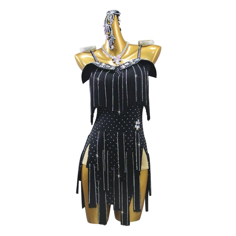 Black Competition Latin Dance Dresses for Women Girls Professional Rhinestones Salsa Rumba Chacha Dance Costumes for Female Moderndancedress.com Black Competition Latin Dance Dresses for Women Girls Professional Rhinestones Salsa Rumba Chacha Dance Costumes for Female Moderndancedress.com