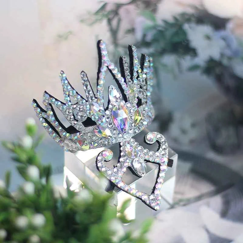 Rhinestone Artistic Gymnastics Figure Skating Crown for Kids Latin Ballroom Competition Performance Headdress