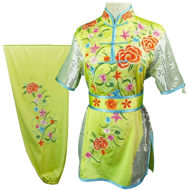 Custom size Chinese Martial Arts Clothes Kungfu Clothe Tai Chi Nanquan Changquan Adult Women&amp;apos;s Wushu Competition Performing Colored Clothes Dressed with Silk