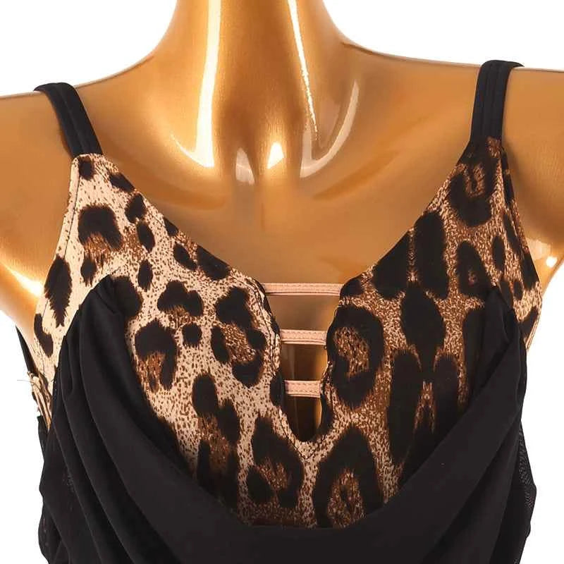 Latin Dance Competition Dress High-End Leopard Print Tassel Performance Outfit - Moderndancedress.com