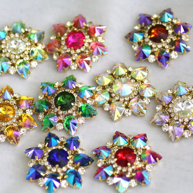 DIY red blue colored rhinestone Dance headdress party clothes shoes bag decorative buckle DIY jewelry headscarf hand sewing 4.3cm - Moderndancedress.com