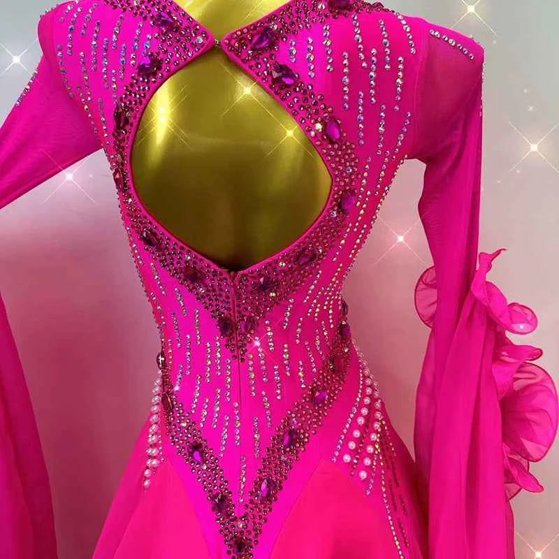 Customized Size Competition Ballroom Dance Dresses for Women Girls Waltz Tango Performance Long Gown