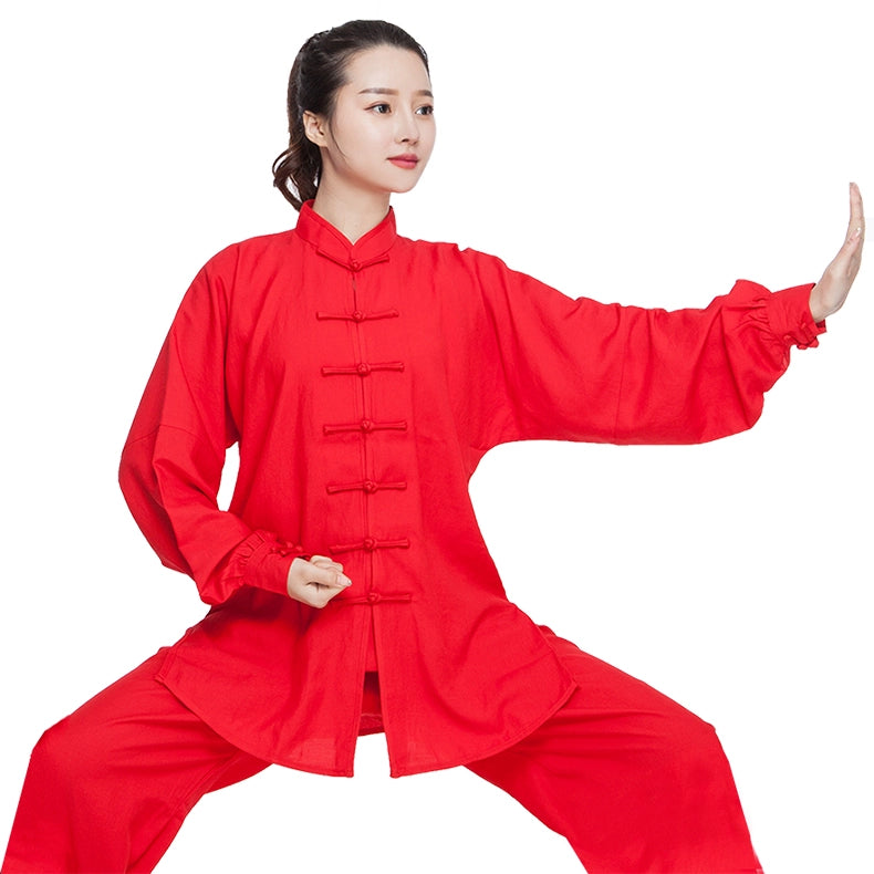 Cotton Linen Tai Chi Clothing for Women Men Chinese Kung Fu Uniforms Morning Exercises Fitness Tai Jiquan Training Clothes - Moderndancedress.com