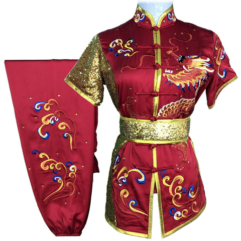 Chinese Martial Arts Clothes Kungfu Clothe  Tai Chi Competitive Wushu Competition Performing Colorful Clothes, Embroidery Dragon,