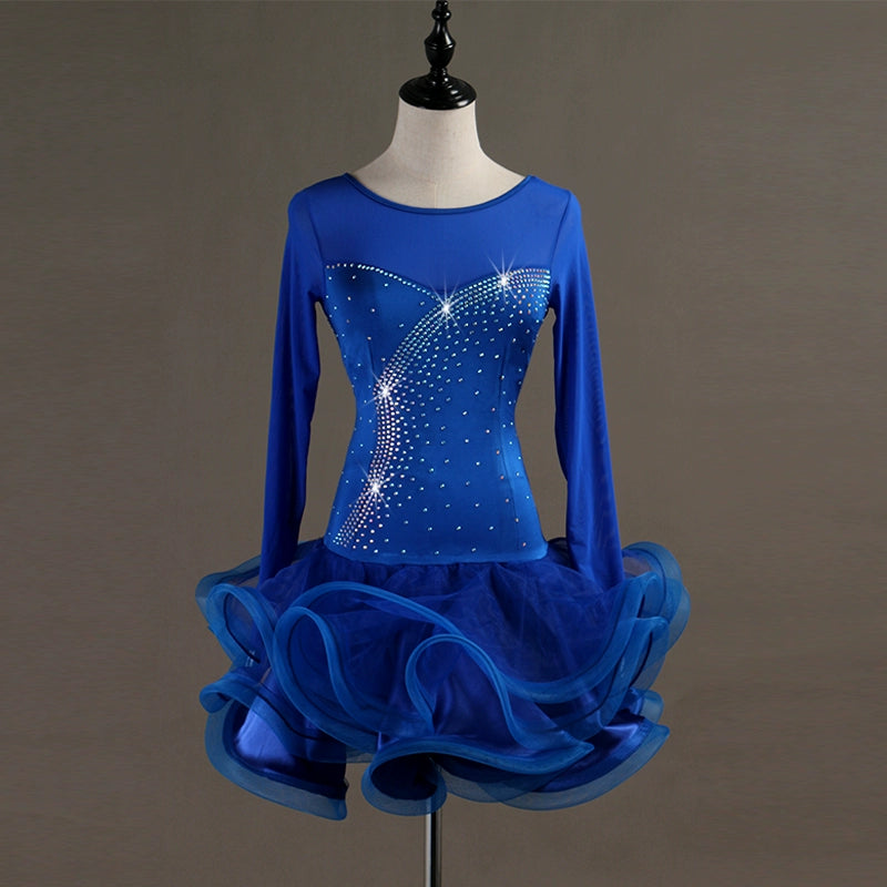 Latin Dance Dresses Latin Dance Competition Dresses / Rhinestones Sleeveless High Dress - 