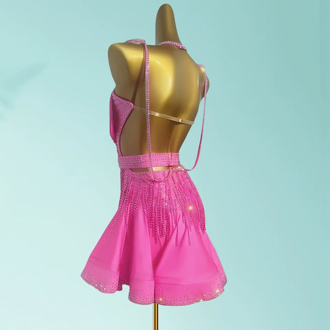 Custom Size Handmade Competition Gemstones Fringe Latin Dance Dresses Salsa Rumba Chacha Tap Dancing Clothes for Women Kids Adult - Moderndancedress.com