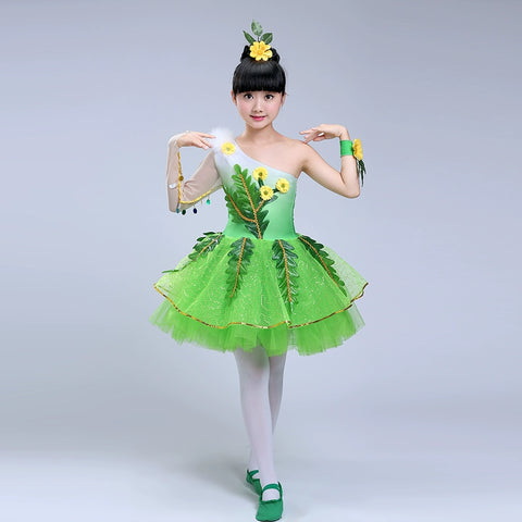 Girls Jazz Dance Costumes Children's green performance clothes environmental protection low carbon children's dance clothes