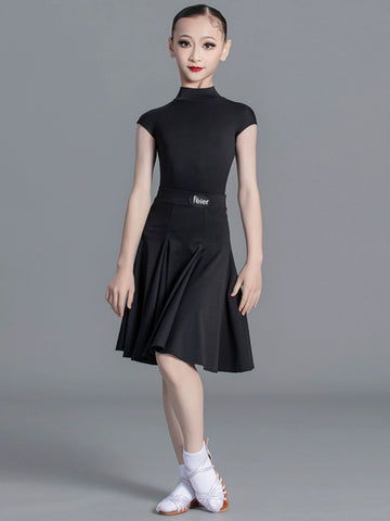 Latin Dance dresses for kids Girls green wine Competition Short Sleeve International modern Dance Standard Suit for children - Moderndancedress.com