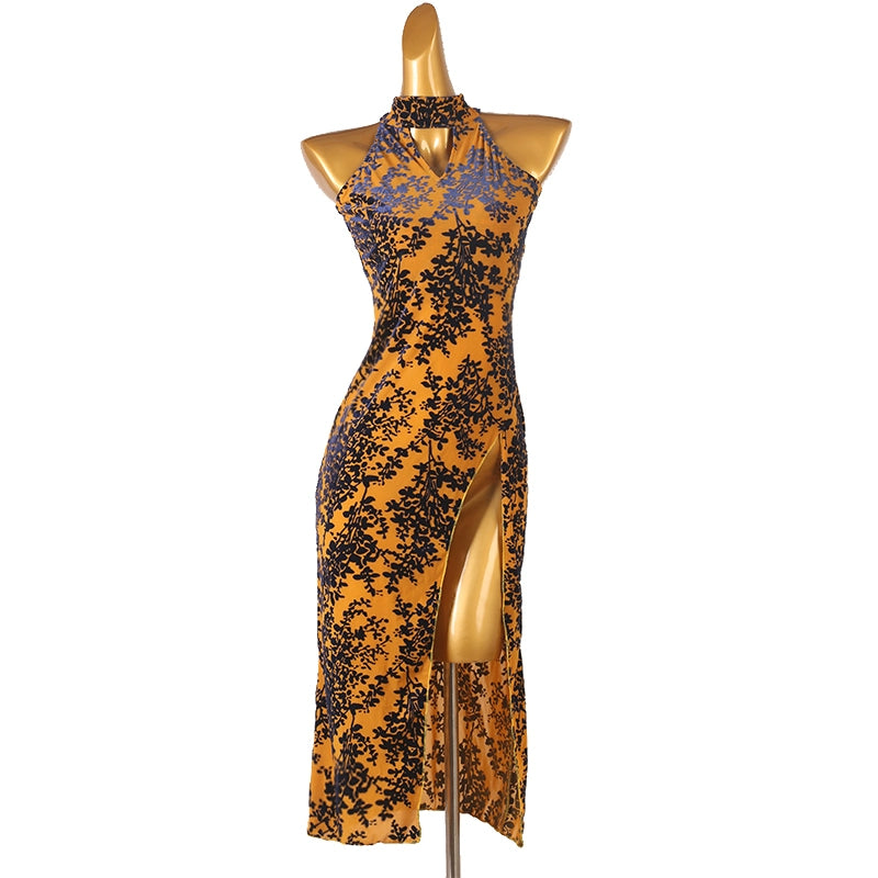 Women Girls Flowers Blue Yellow Latin Dance Dresses Side Slit Skirt Salsa Rumba Chacha Dancing Long Dress Black Moderndancedress.com Women Girls Flowers Blue Yellow Latin Dance Dresses Side Slit Skirt Salsa Rumba Chacha Dancing Long Dress Black Moderndancedress.com