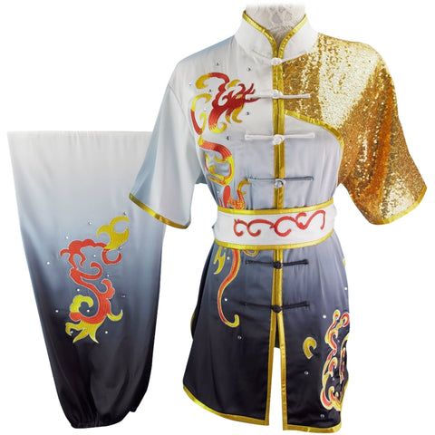 Chinese Martial Arts Clothes Kungfu Clothe  Tai Chi Wushu Competition Performing Colored Clothes, Rose Red Embroidery,