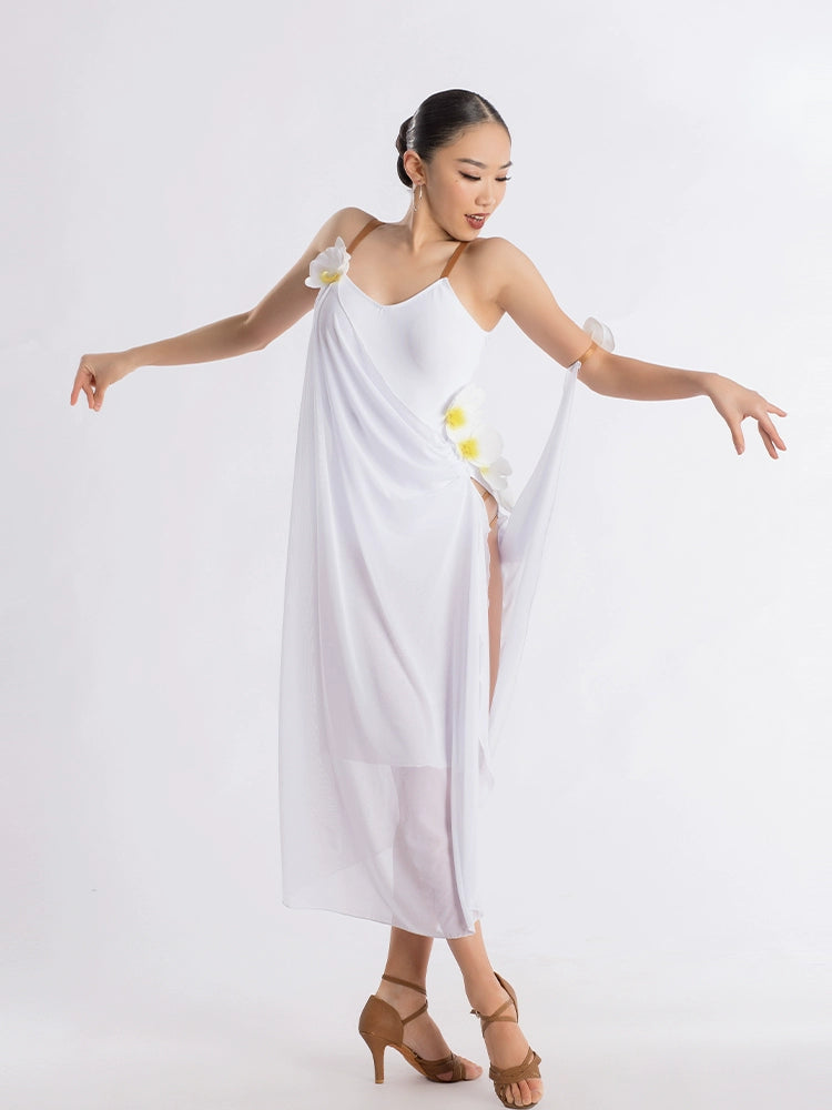 White Latin dance dresses for women girls junvenile salsa rumba chacha latin art test performance costumes for female - Moderndancedress.com