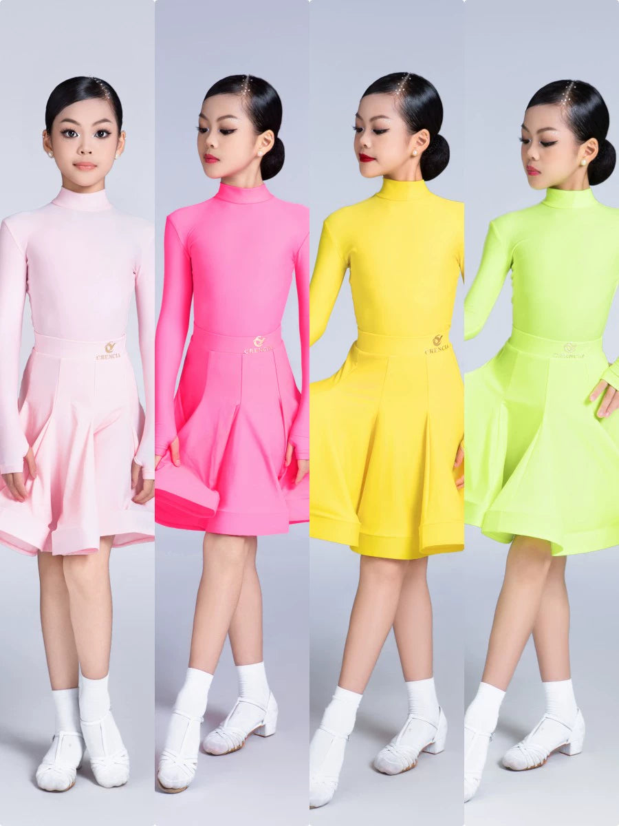 Colorful Latin dance competition dresses for girls kids professional Latin ballroom exam contest performance costumes for children - Moderndancedress.com