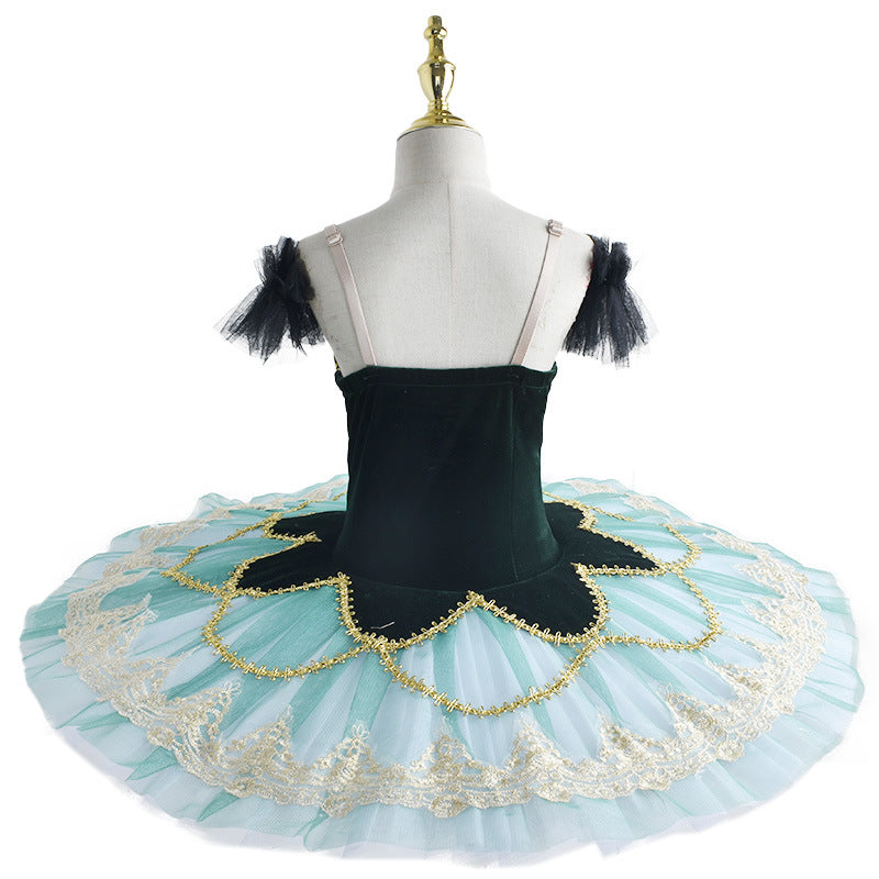 Girls Green Ballet Tutu Skirt Professional Swan Lake Ballerina ballet dress Blue Bird Variations Little Swan Performance Clothing for kids - Moderndancedress.com