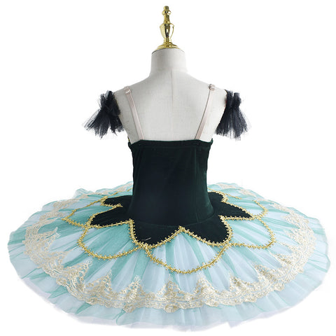Girls Green Ballet Tutu Skirt Professional Swan Lake Ballerina ballet dress Blue Bird Variations Little Swan Performance Clothing for kids - Moderndancedress.com