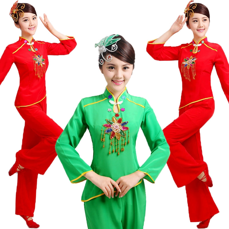Folk Dance Costumes Yangko Dance Costume Women Dance Performance Drum and Drum Square Dance Costume Chinese style National Dance Costume - Moderndancedress.com