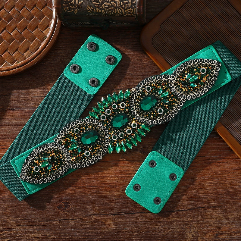 Xinjiang Latin ballroom dance sasehs waistband  diamond elastic waist belt for women girls Uygur dance accessories dancing waist chain - Moderndancedress.com