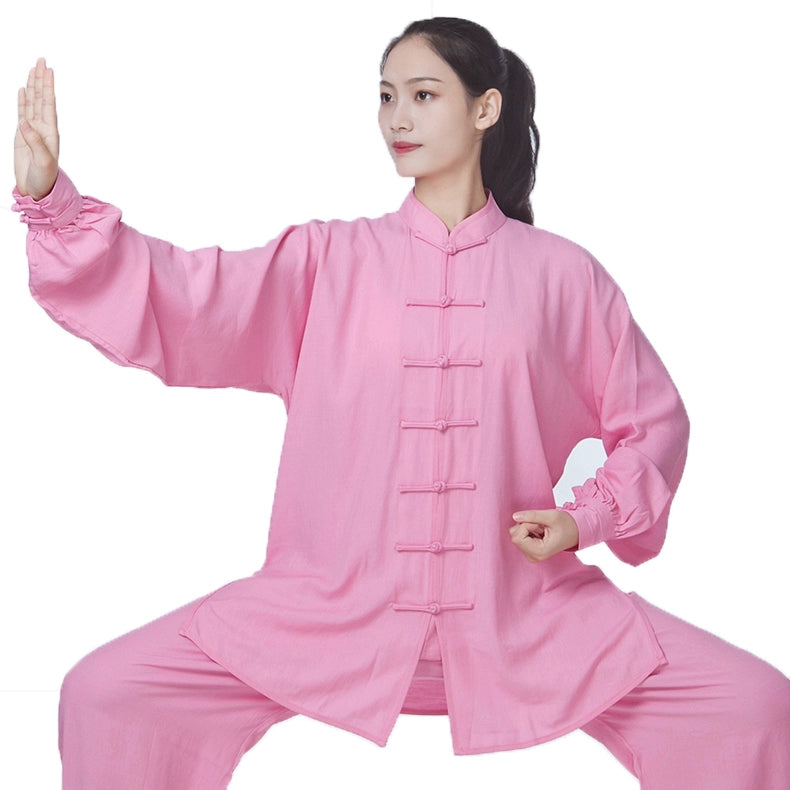 Cotton Linen Tai Chi Clothing for Women Men Chinese Kung Fu Uniforms Morning Exercises Fitness Tai Jiquan Training Clothes - Moderndancedress.com