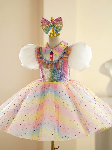 Children's Jazz dance costumes glitter rinbow tutu ballet dress model show party singers pianist choir costumes church recitation performance skirts - Moderndancedress.com