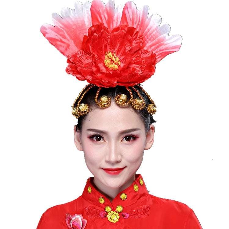 Opening Dance Performance Flowers Headdress for Women Girls Flamenco Dance Pageant Head Piece Peony Petal Head Flower Head Jewelry - Moderndancedress.com
