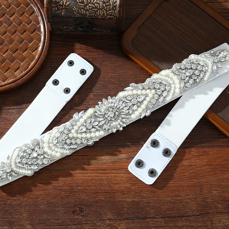 Xinjiang Latin ballroom dance sasehs waistband  diamond elastic waist belt for women girls Uygur dance accessories dancing waist chain - Moderndancedress.com