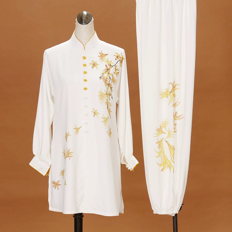 Custom size Tai Chi clothing chinese kung fu uniforms  for women maple leaf embroidered wushu martial art performance clothes changquan suit - Moderndancedress.com