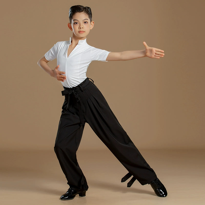 Boys Latin Dance Shirts and Pants Kids White Tops Waltz Tango Chacha  Dance Competition Costumes